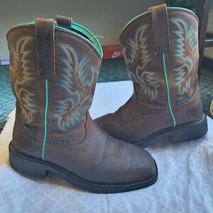 Ariat Brown and Teal Heeled Boots